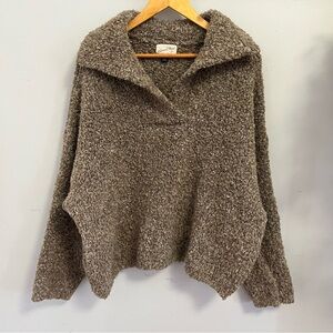 Universal Thread Fuzzy Teddy Brown Collared Sweater XL